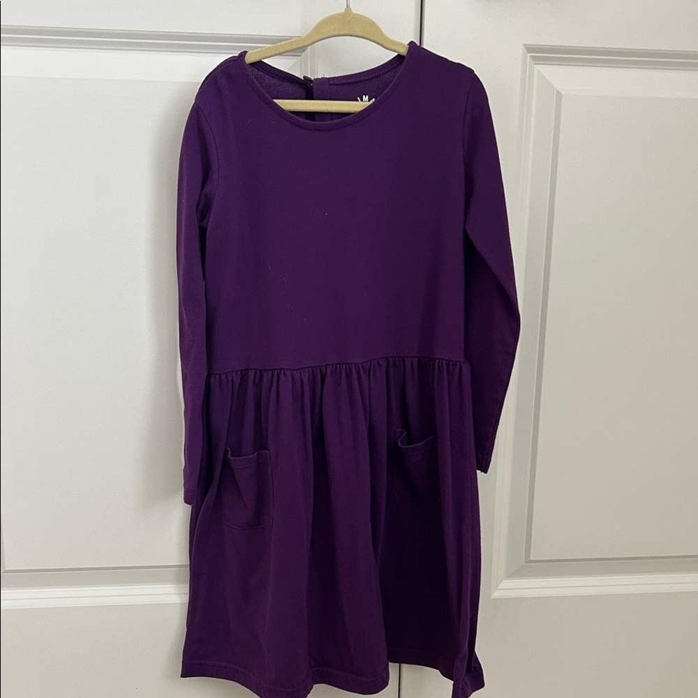 Primary Purple Long Sleeve Kids Dress - size 6/7